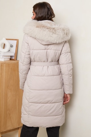 Lange Gewatteerde Jas - Ecru