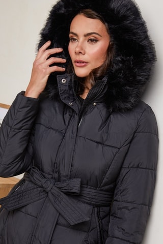 Lange Gewatteerde Jas - Zwart