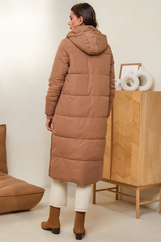 Lange Gewatteerde Jas - Bruin