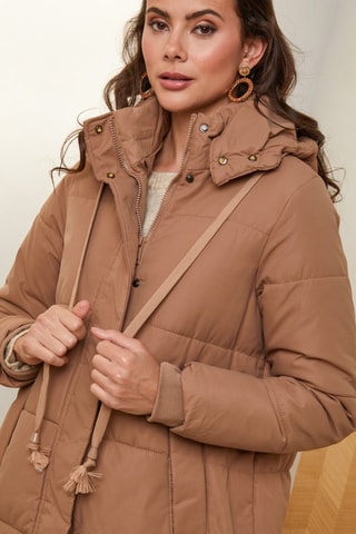 Lange Gewatteerde Jas - Bruin