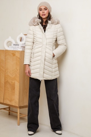 Halflange Gewatteerde Jas - Ecru