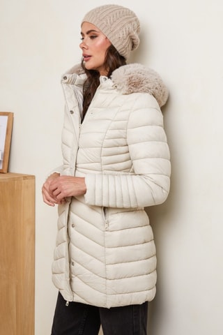 Halflange Gewatteerde Jas - Ecru