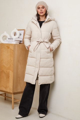 Lange Gewatteerde Jas - Beige