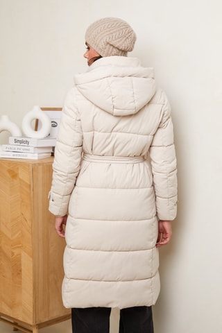 Lange Gewatteerde Jas - Beige
