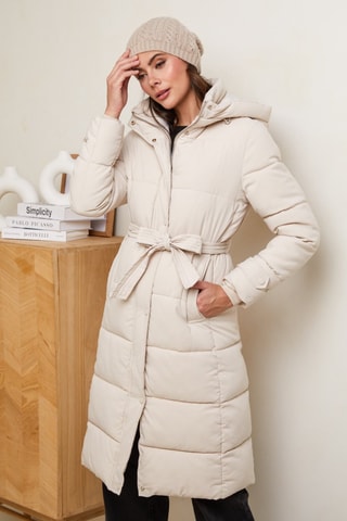 Lange Gewatteerde Jas - Beige