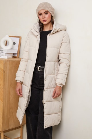 Lange Gewatteerde Jas - Beige
