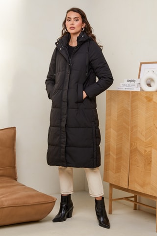 Gewatteerde Jas met Capuchon - Zwart