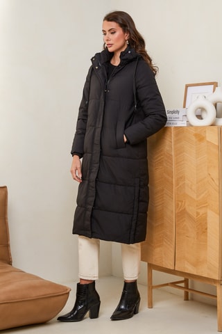 Gewatteerde Jas met Capuchon - Zwart