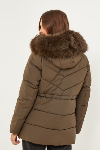 Gewatteerde Jas met Capuchon - Kaki