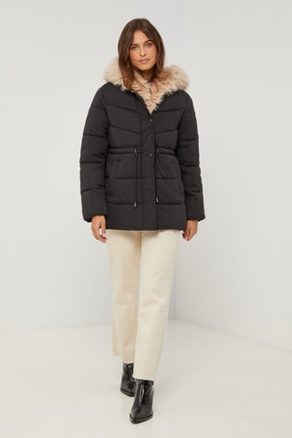Gewatteerde Jas met Capuchon - Zwart