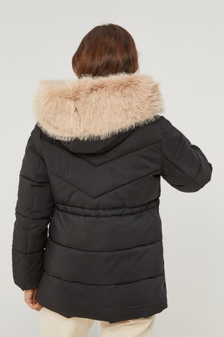 Gewatteerde Jas met Capuchon - Zwart