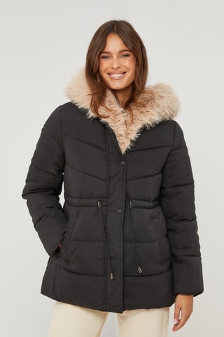 Gewatteerde Jas met Capuchon - Zwart