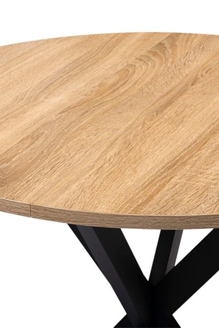 Mesa de refeição redonda Soline - Imitação de madeira e preto