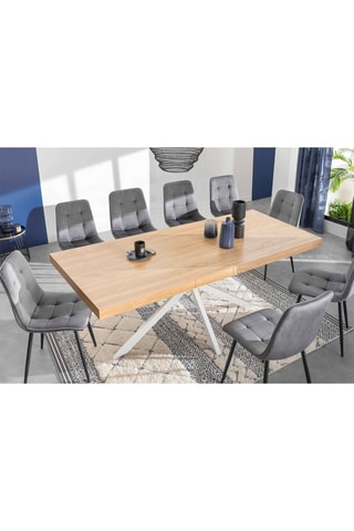 Mesa extensível Memphis - Imitação madeira e branco