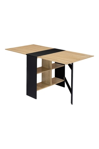Mesa de refeição quadrada dobrável Edi com arrumação integrada madeira e preto