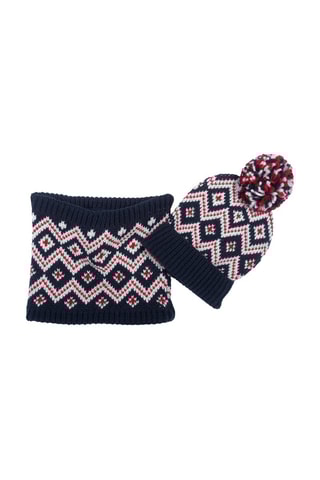 Muts met Pompon en Colsjaal - Marineblauw