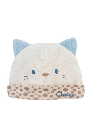 Muts met oortjes - Beige en Blauw