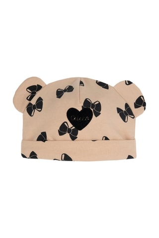 Muts met oortjes - Beige en Zwart