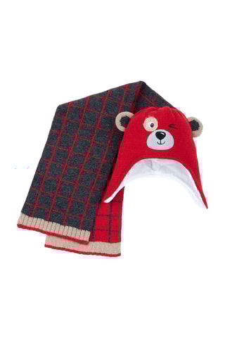 Muts en Sjaal - Rood en Gemêleerd Grijs