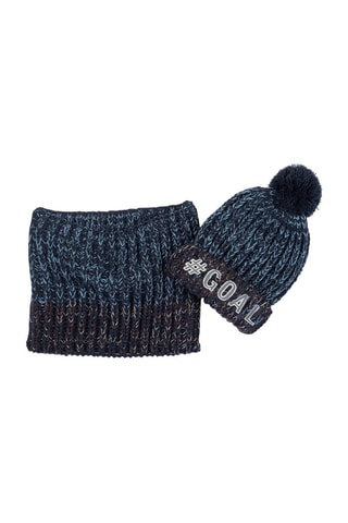 Colsjaal en Muts - Gemêleerd Blauw
