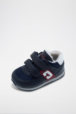 Gevoerde Leren Sneakers marineblauw