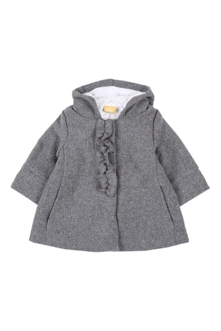 Wollen Jas met Capuchon Gemêleerd Donkergrijs