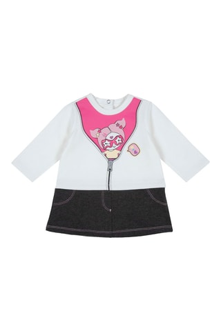 Jurk Wit en Gemêleerd Donkergrijs