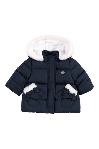 Gewatteerde Jas met Capuchon Marineblauw