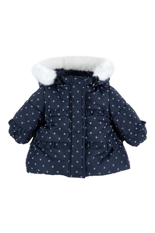 Gewatteerde Jas met Capuchon Marineblauw