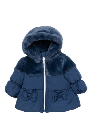 Gewatteerde Jas met Capuchon Marineblauw