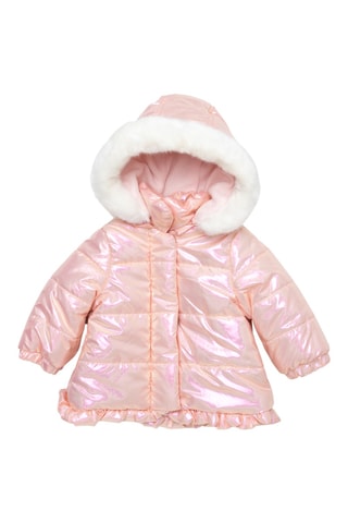 Gewatteerde Jas met Capuchon Roze