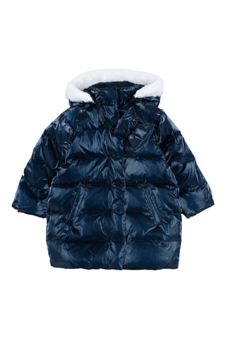 Gewatteerde Jas met Capuchon - Marineblauw