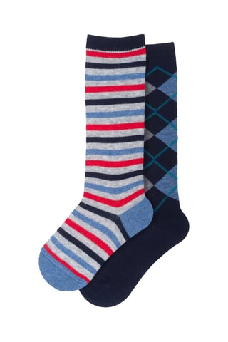 2 Paar Hoge Sokken - Marineblauw