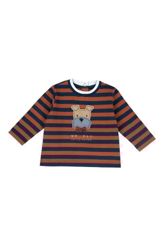 T-shirt - Donkerblauw en Bruin