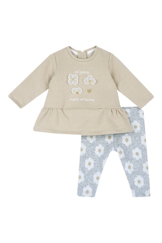 T-shirt en Legging - Beige en Grijs