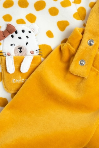 Velours T-shirt en Broek - Wit en Mosterdgeel