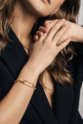 Set Zilver Doublé Ion en Doublé Geelgoud Ion, Parelmoer en Diamanten Quartz Horloge Armband Lilou