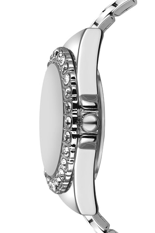 Stalen Quartz Horloge met Zirkonia’s Opera - Zilverkleurig en Blauw