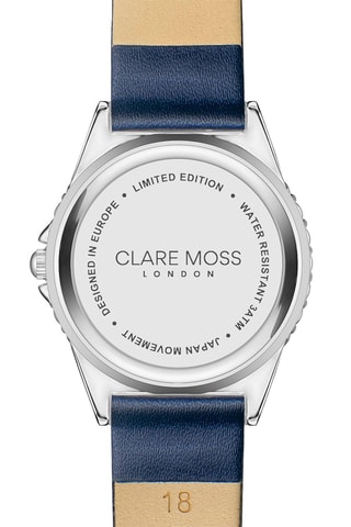 Kalfsleren Quartz Horloge met Zirkonia’s Opera - Blauw en Zilverkleurig