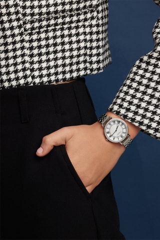 Stalen Quartz Horloge met Parelmoer en Zirkonia’s Symphony