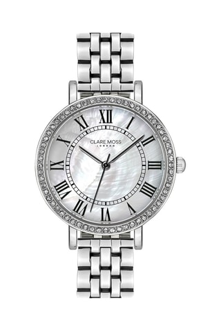 Stalen Quartz Horloge met Parelmoer en Zirkonia’s Symphony