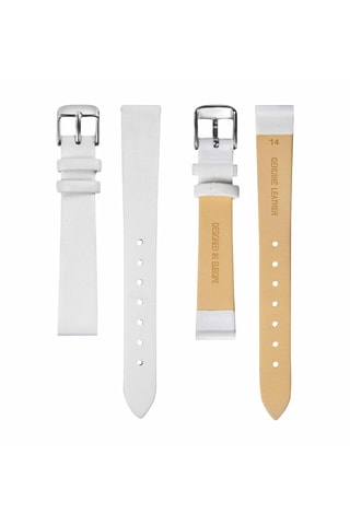 Kalfsleren Quartz Horloge met Parelmoer en Zirkonia’s Symphony - Wit en Zilverkleurig