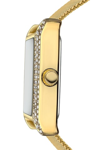 Stalen Quartz Horloge met Parelmoer en Zirkonia’s Jesse