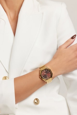 Stalen Quartz Horloge Burgundy