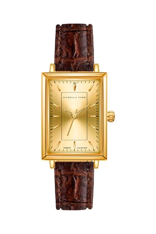 Leren Quartz Horloge met Diamant Elodie