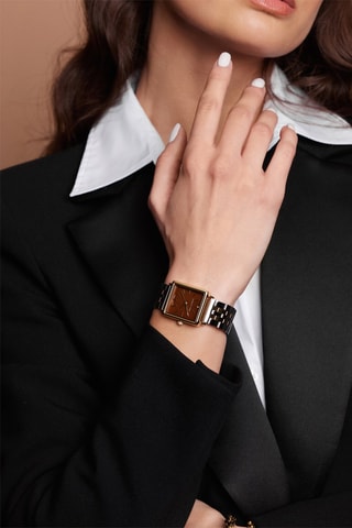 Stalen Quartz Horloge met diamant en parelmoer Marie