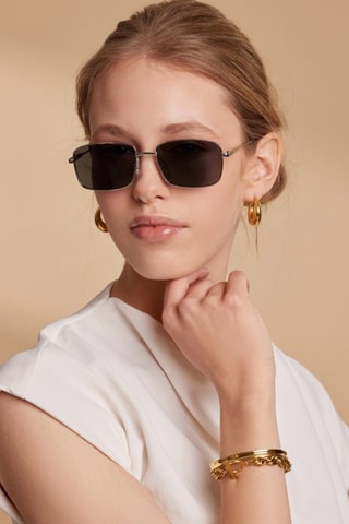 Gepolariseerde zonnebril voor dames 1990- categorie 3 - Zwart en zilverkleurig