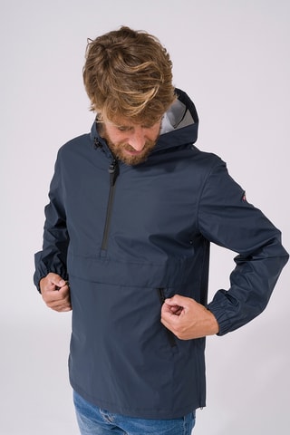 Corta-vento com capuz - Azul-marinho