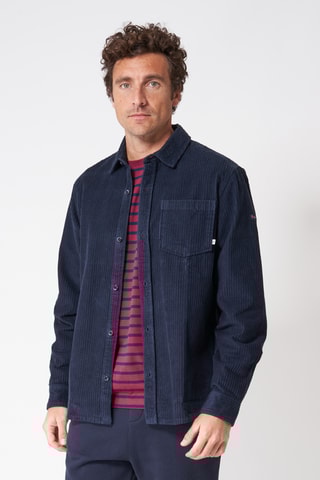 Sobrecamisa em veludo - Azul-marinho