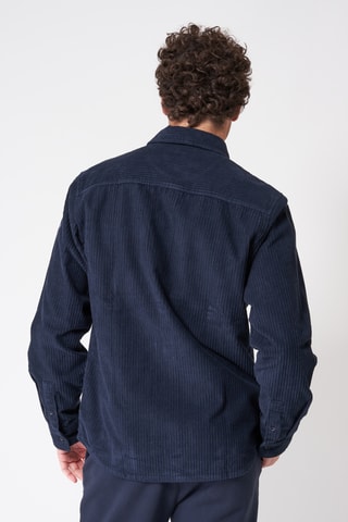 Sobrecamisa em veludo - Azul-marinho